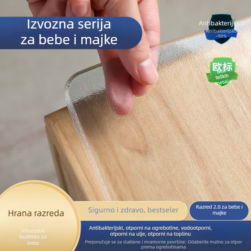 Prozirna PVC zaštitna podloga za stol za čaj, pravokutnog oblika, vodootporna, otporna na masnoću, prašinu, visoke temperature