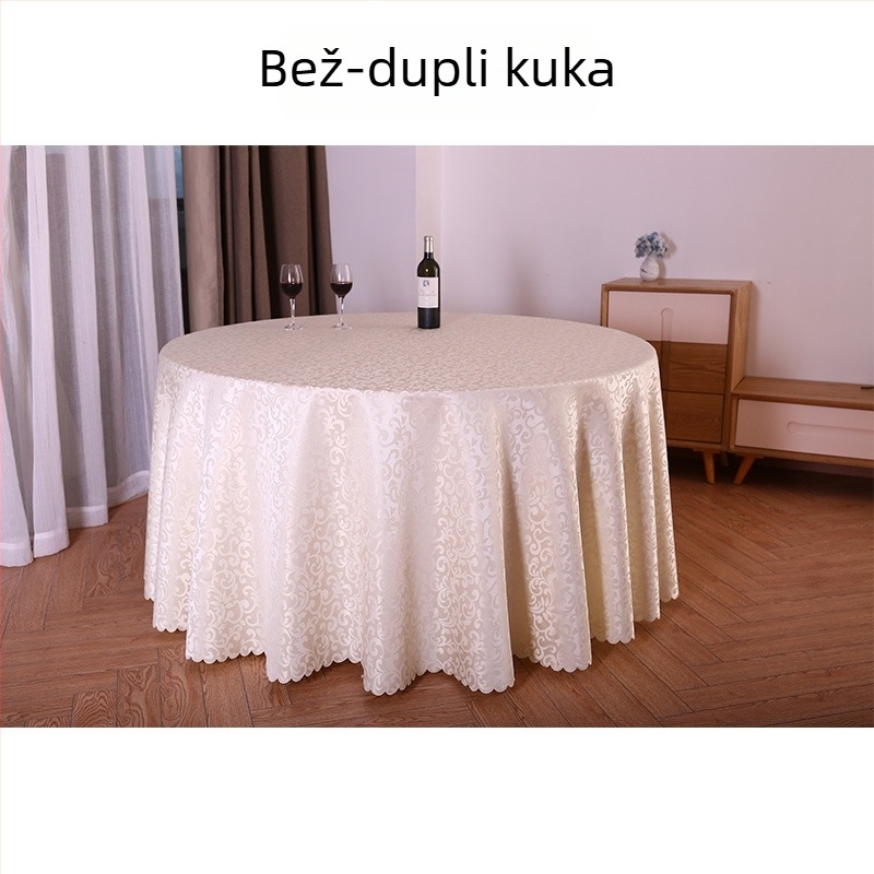 Okrugli stolnjak od poliestera, jacquard, cvjetni uzorak (materijal: poliester; oblik: okrugli; uzorak: cvjetni; funkcija: otporan na habanje)