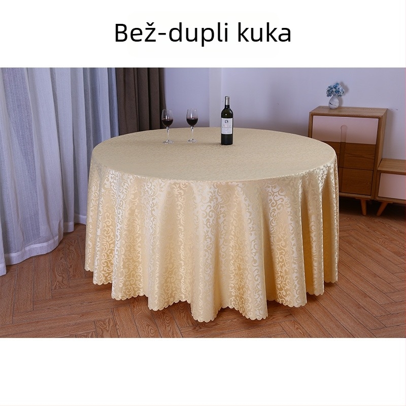 Okrugli stolnjak od poliestera, jacquard, cvjetni uzorak (materijal: poliester; oblik: okrugli; uzorak: cvjetni; funkcija: otporan na habanje)