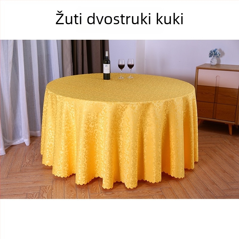 Okrugli stolnjak od poliestera, jacquard, cvjetni uzorak (materijal: poliester; oblik: okrugli; uzorak: cvjetni; funkcija: otporan na habanje)