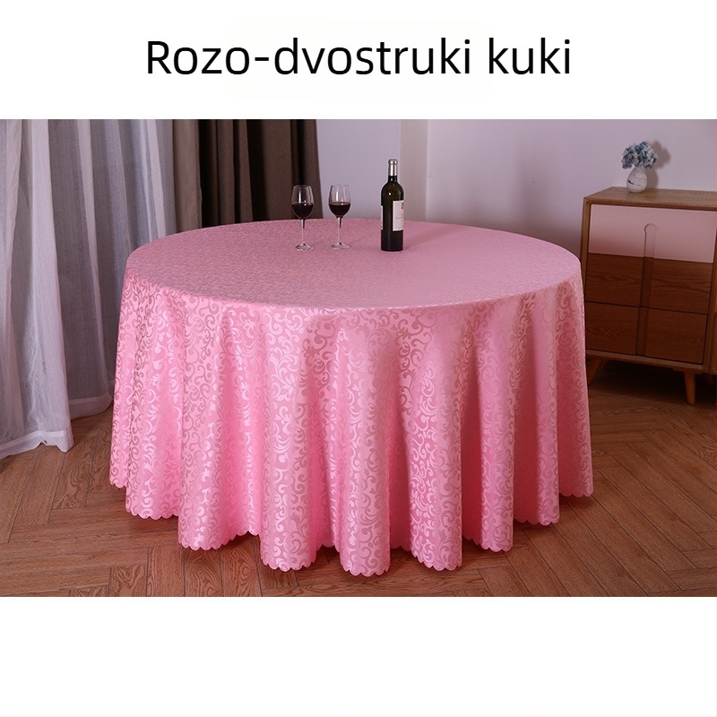 Okrugli stolnjak od poliestera, jacquard, cvjetni uzorak (materijal: poliester; oblik: okrugli; uzorak: cvjetni; funkcija: otporan na habanje)