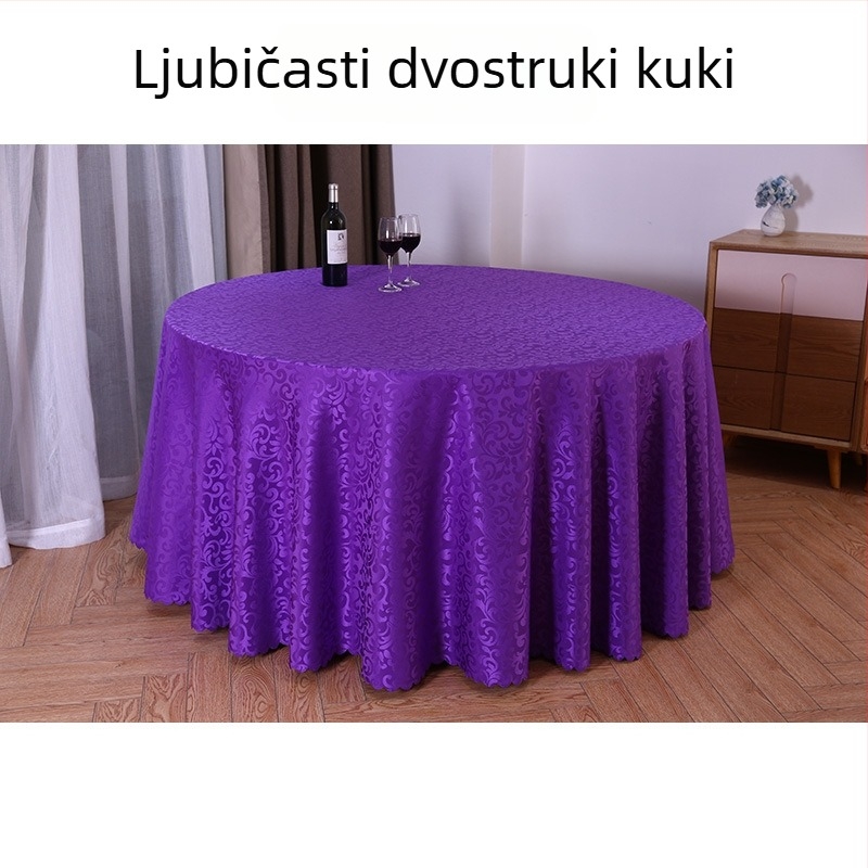 Okrugli stolnjak od poliestera, jacquard, cvjetni uzorak (materijal: poliester; oblik: okrugli; uzorak: cvjetni; funkcija: otporan na habanje)