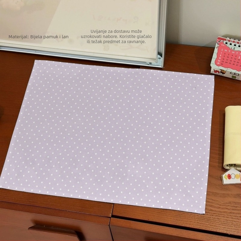 Stolna podmetač od pamuka i lana, pravokutnog oblika, japanskog stila, uzorak: mreža, slova, otisak, snježne pahulje, slatka životinja; otporan na nabor i visoke temperature