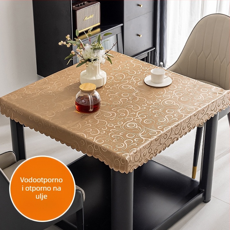 Kvadratni PVC stolnjak, vodootporan, otporan na prašinu i ulje, moderni minimalistički stil, uzorak biljaka i cvijeća.