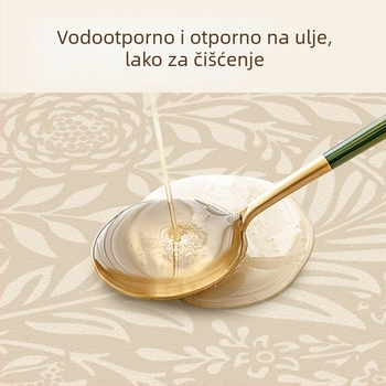 Podmetač za stol – lagani luksuzni stil, vodootporan, otporan na ulje, otporan na visoke temperature, pravokutnog oblika, uzorak biljaka i cvijeća, materijal Cortical