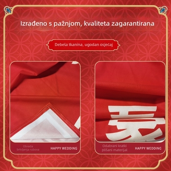 Vjenčani stolnjak, pravokutan, materijal: kratak pliš; vodonepropusan, prašine otporan, višestruke namjene, dekorativan, stil: novi kineski stil; uzorak: sreća