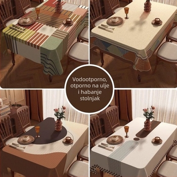 PVC stolnjak, pravokutnog oblika, vodootporan i otporan na masnoće, bez pranja, jednostavan modern stil, s motivima crtića i biljaka