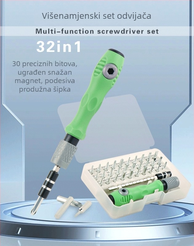 32‑in‑1 set odvijača, višenamjenski, magnetski, od ugljičnog čelika, neizoliran