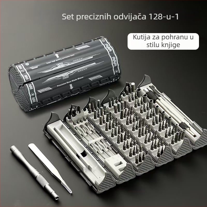 128-in-1 set odvijača, magnetski, od S2 legure alatne čelika, težina 645 g, ručni višenamjenski demontažni i precizni popravak