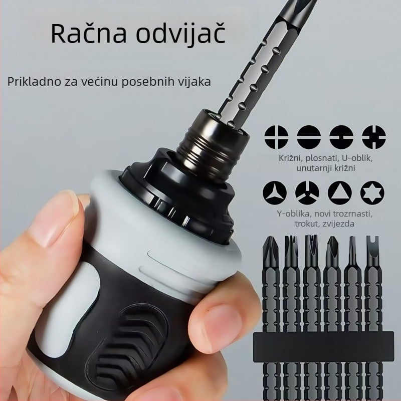 Poluautomatski odvijač s ratchetnim mehanizmom i dvostrukom teleskopskom drškom – kompaktan višenamjenski alat za kućnu upotrebu