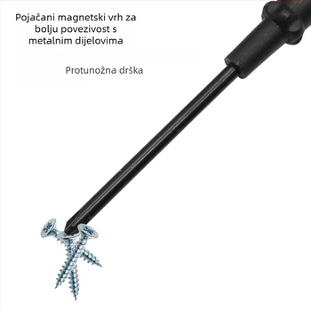 Magnetni odvijač s granatnim oblikom držka, plosna glava i Phillips, karbonska čelika, 43 g – QST EXPRESS