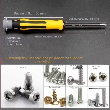 Set odvijača sa specijalnim oblicima: trokutasta cvjetna glava, U-oblik glava, križna glava — višenamjenski precizni alat