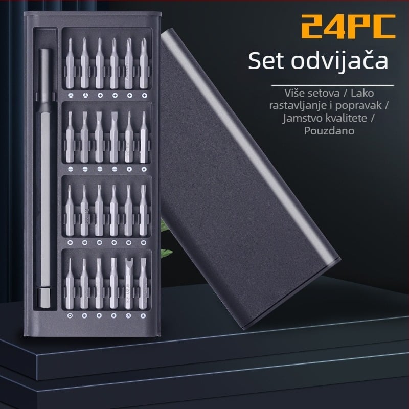 24-in-1 magnetski precizni set odvijača za popravak mobitela – S2 legura alatne čelika, neizolirano, težina 0,16 kg