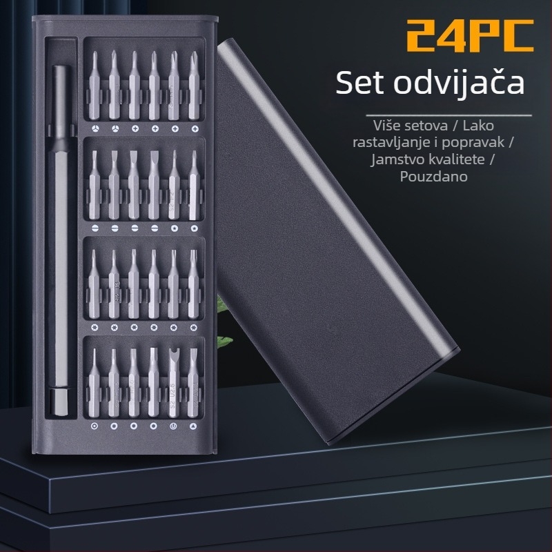 24-in-1 magnetski precizni set odvijača za popravak mobitela – S2 legura alatne čelika, neizolirano, težina 0,16 kg