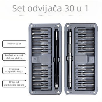 Set odvijača 30 u 1 za mobitele i računala, precizni produženi S2 bitovi, dvostrani, 30 komada