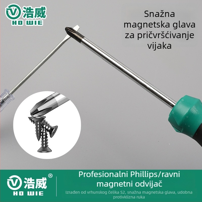 Haowei set odvijača, krom-vanadijevo čelika, izoliran, magnetski, gumena ručica, križni i ravni odvijači
