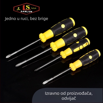 Višenamjenski odvijač s plosnom i križnom glavom, krom-vanadijska čelik, teleskopska duljina 120–280 mm, promjer osi Ø4–6 mm, ABS držač, pogodan za vijačice Ø4–8 mm