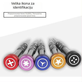 Višenamjenski odvijač za demontažu pametnih telefona, magnetski, S2 alatno čelika, kvadratna glava, metrički format