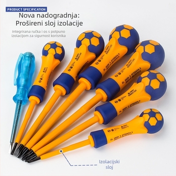 7-u-1 izolirani električni odvijač set, magnetni, krom-vanadijeva čelična Cr_V, 7 komada, Garnett