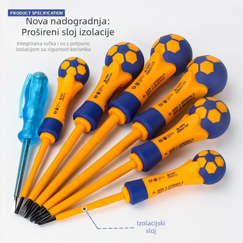 7-u-1 izolirani električni odvijač set, magnetni, krom-vanadijeva čelična Cr_V, 7 komada, Garnett
