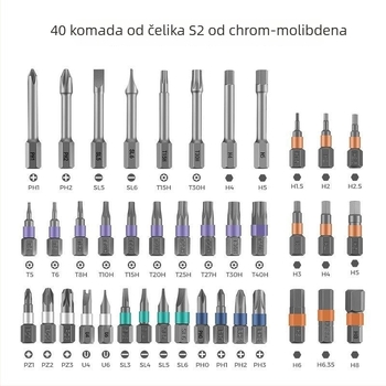 RS1 odvijački set s mjenjačem, 42 u 1, S2 alatna čelika, magnetski, za kućnu uporabu