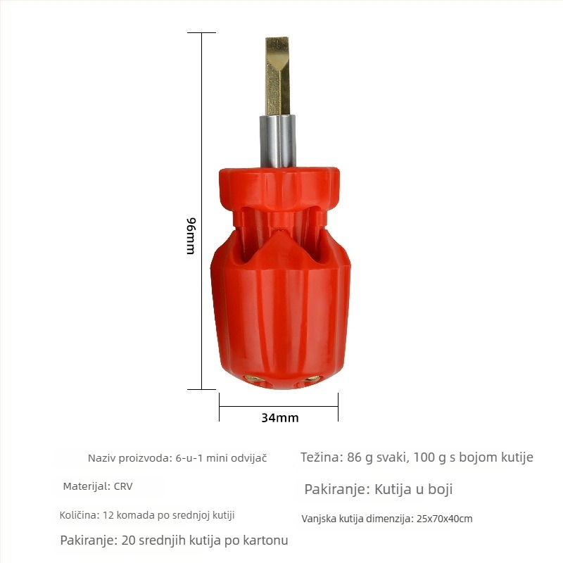 Šest-u-jednom višenamjenski odvijač – ručni alat s Phillips i Torx glavama, CR-V čelik