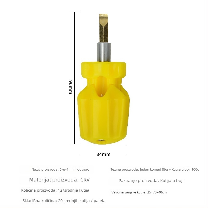 Šest-u-jednom višenamjenski odvijač – ručni alat s Phillips i Torx glavama, CR-V čelik