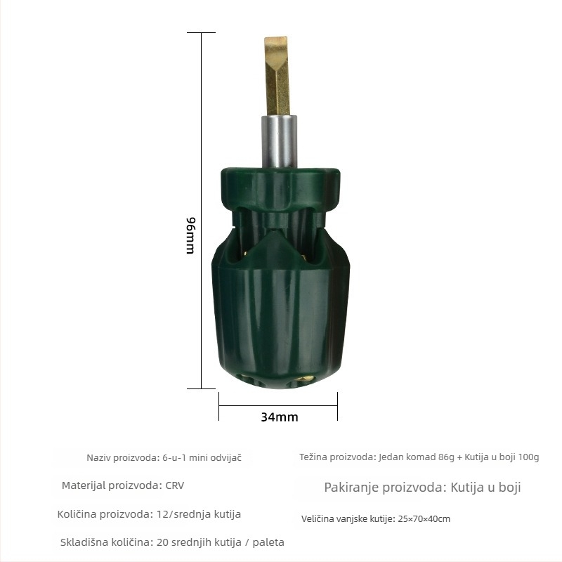 Šest-u-jednom višenamjenski odvijač – ručni alat s Phillips i Torx glavama, CR-V čelik
