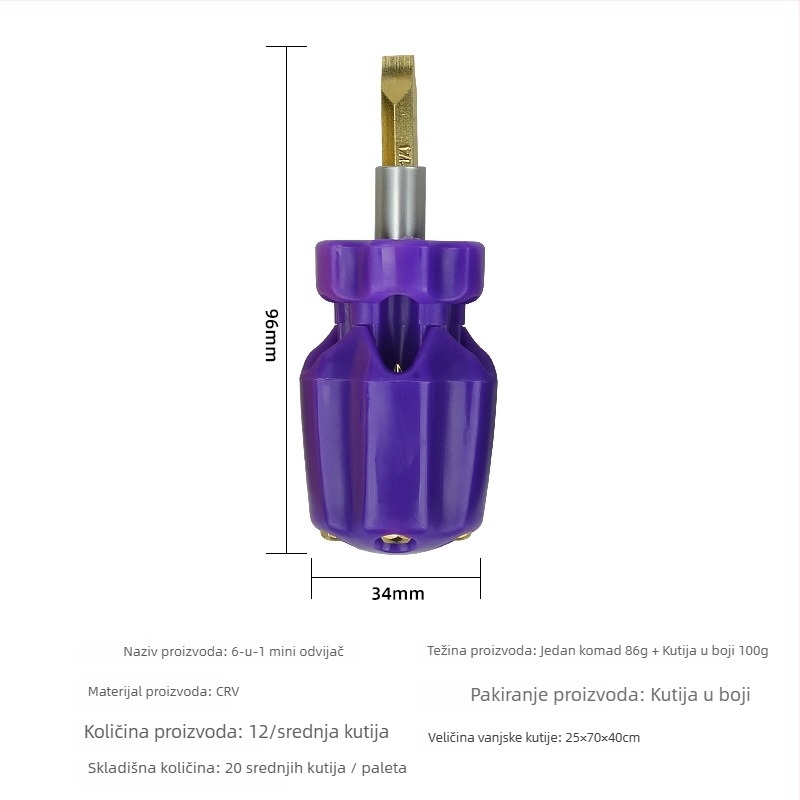 Šest-u-jednom višenamjenski odvijač – ručni alat s Phillips i Torx glavama, CR-V čelik