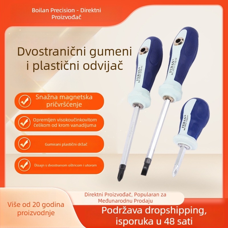 Dvostruki odvijač Phillips i ravni – magnetski i izolirani, neklizajući držač od TPR+PP, CR-V čelik