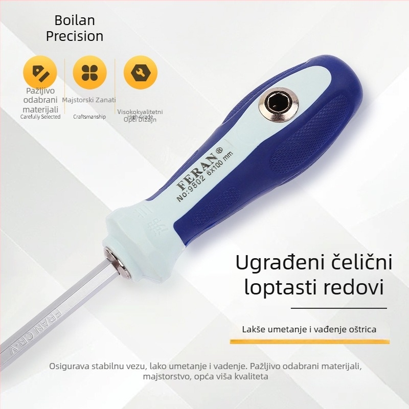 Dvostruki odvijač Phillips i ravni – magnetski i izolirani, neklizajući držač od TPR+PP, CR-V čelik