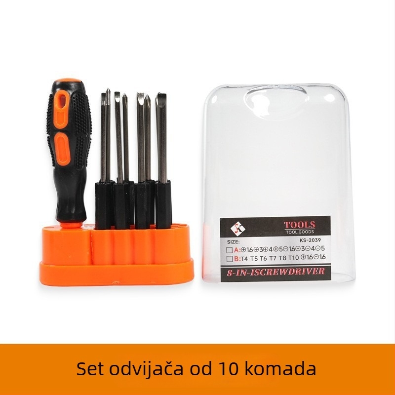 10-dijelni magnetski set odvijača za rastavljanje računala – ravne i križne bitove, CR-V čelik