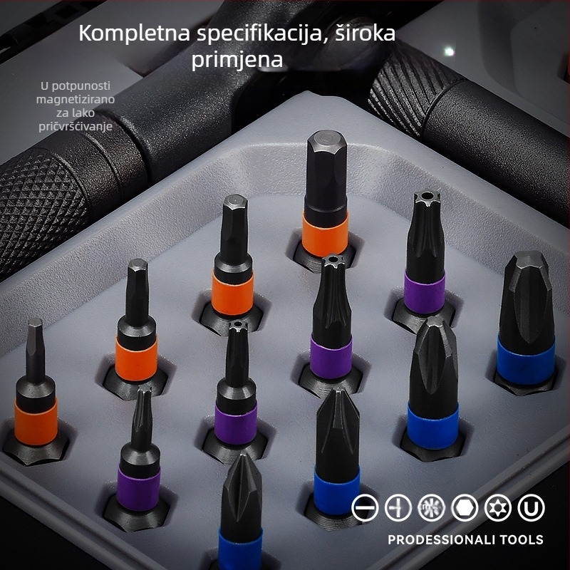 Višenamjenski odvijač s ratchetom i setom bitova, alat od S2 legure čelika