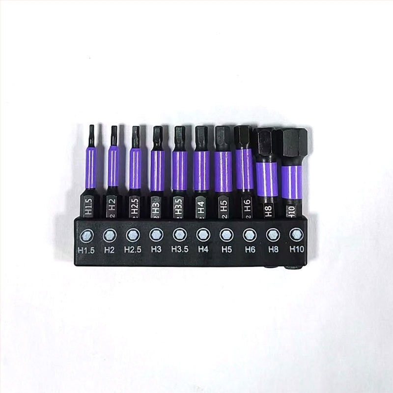 KENSA magnetni set šestouglastih bitova od S2 alatnog čelika, 10 kom, produženi osovinski nastavak