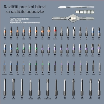 Peng Hui 65-in-1 set odvijača s magnetnim S2 čeličnim bitovima, maksimalni okretni moment 40 N·m