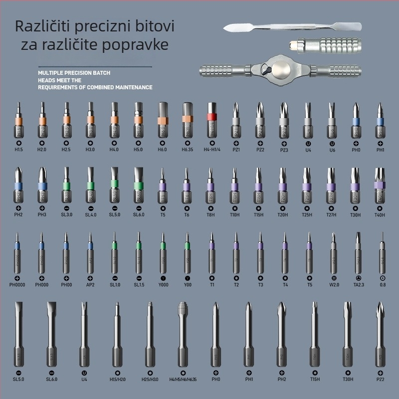 Peng Hui 65-in-1 set odvijača s magnetnim S2 čeličnim bitovima, maksimalni okretni moment 40 N·m