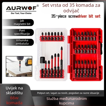 Električni odvijač s magnetskim bitovima, set od 35 komada, S2 alatni čelik, križni Phillips bitovi