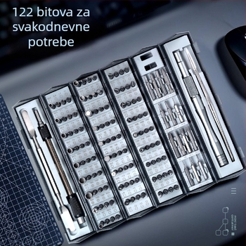 Debo hardware Set odvijača 128-in-1 za kućnu upotrebu, cilindrični prijenos dizajn, profesionalan, višefunkcionalan, S2 alatna čelika