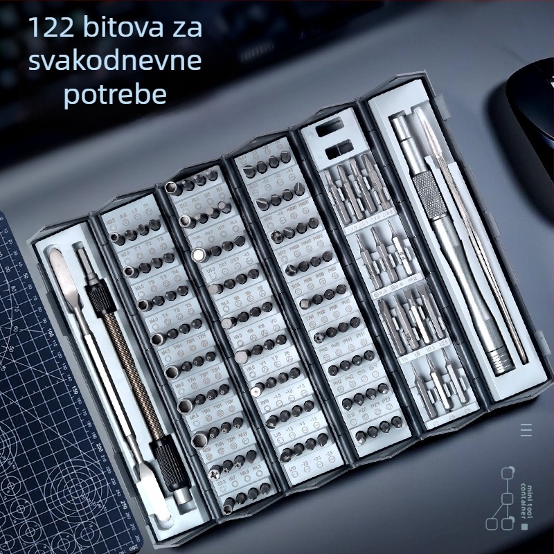 Debo hardware Set odvijača 128-in-1 za kućnu upotrebu, cilindrični prijenos dizajn, profesionalan, višefunkcionalan, S2 alatna čelika