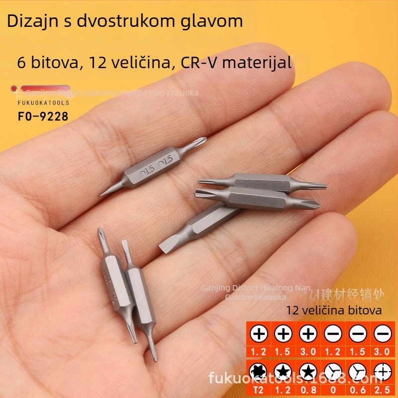 Per stil precizni odvijač s izmjenjivim nastavcima (krstište i ravni), CR-V čelik, magnetski, neizoliran, težina oko 0,05 kg