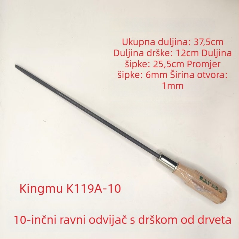 Odvijač s drvenom drškom, S2 alatna čeli, magnetski, plosnati vrh, K118A/K119A, 150 g