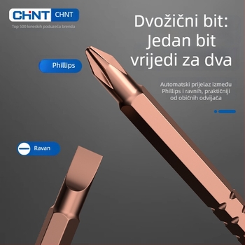 Chint višefunkcionalni set odvijača s ravnim i križnim vrhom, magnetski i izolirani, CR-V čelik, PP držač