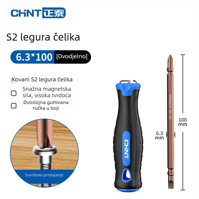 Chint višefunkcionalni set odvijača s ravnim i križnim vrhom, magnetski i izolirani, CR-V čelik, PP držač