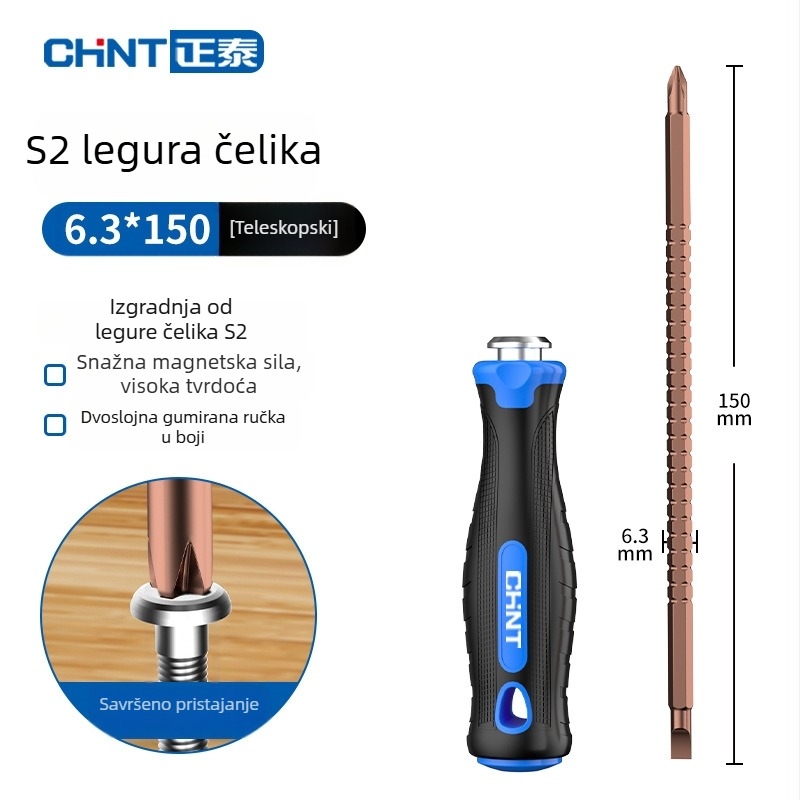 Chint višefunkcionalni set odvijača s ravnim i križnim vrhom, magnetski i izolirani, CR-V čelik, PP držač