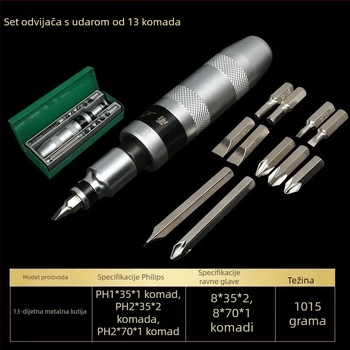 13-dijelni set udarnih odvijača od CR-V čelika, magnetski, bez izolacije, težina 24,55 g