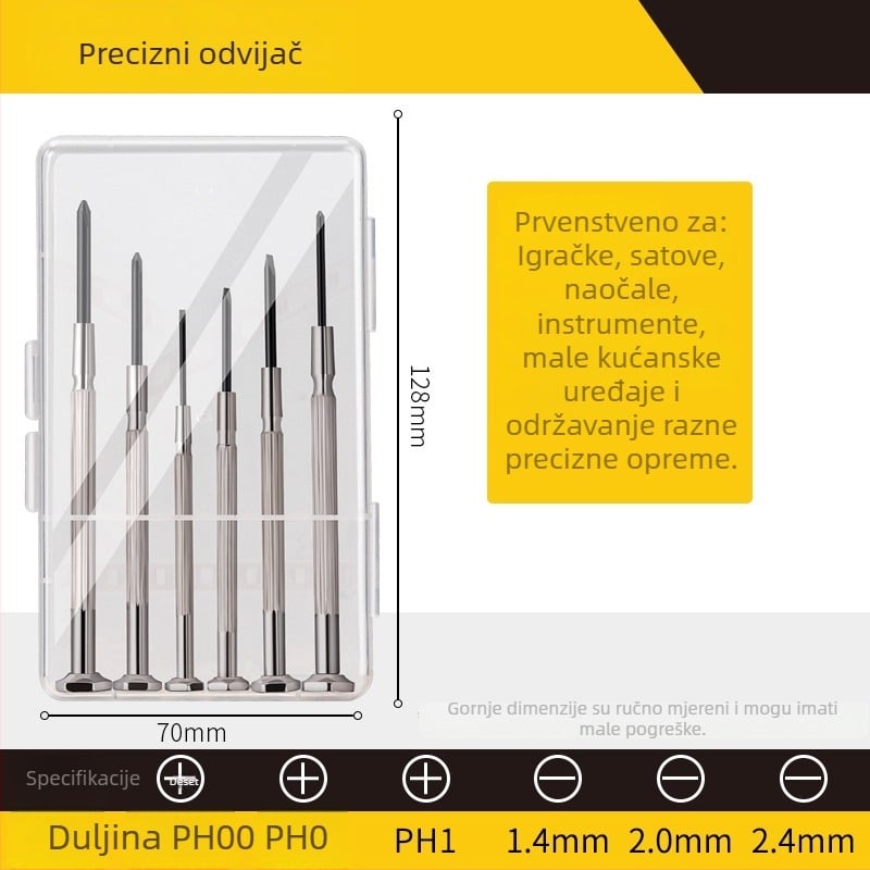 Deli tools 6-dijelni set preciznih odvijača za satove i mobitele, magnetni, izolirani, od ugljičnog čelika, težina 125 g