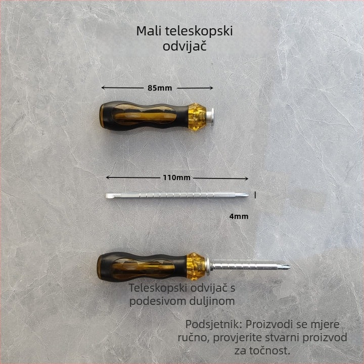 Izvlačna dvostruka odvijač s križnom i ravnim glavama (45# čelik; magnetsko; ručka s gumom)