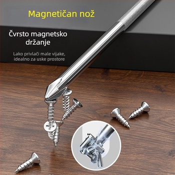 Magnetski set odvijača s pravokutnim kutem od 90° za uske prostore; L- i Z-oblik ručki; od karbonskog čelika; uključuje križni (Z prošireni) bit, standardni L-bit i mini šesterokutni ključ