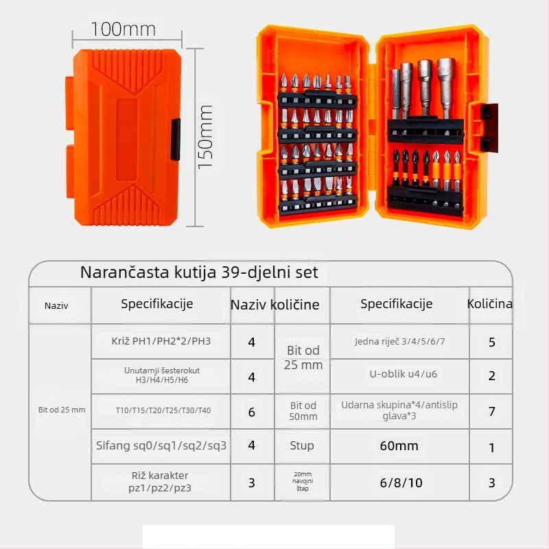 Fuxin električni set bitova, magnetski, S2 legura alatne čelika, težina 0,45 kg