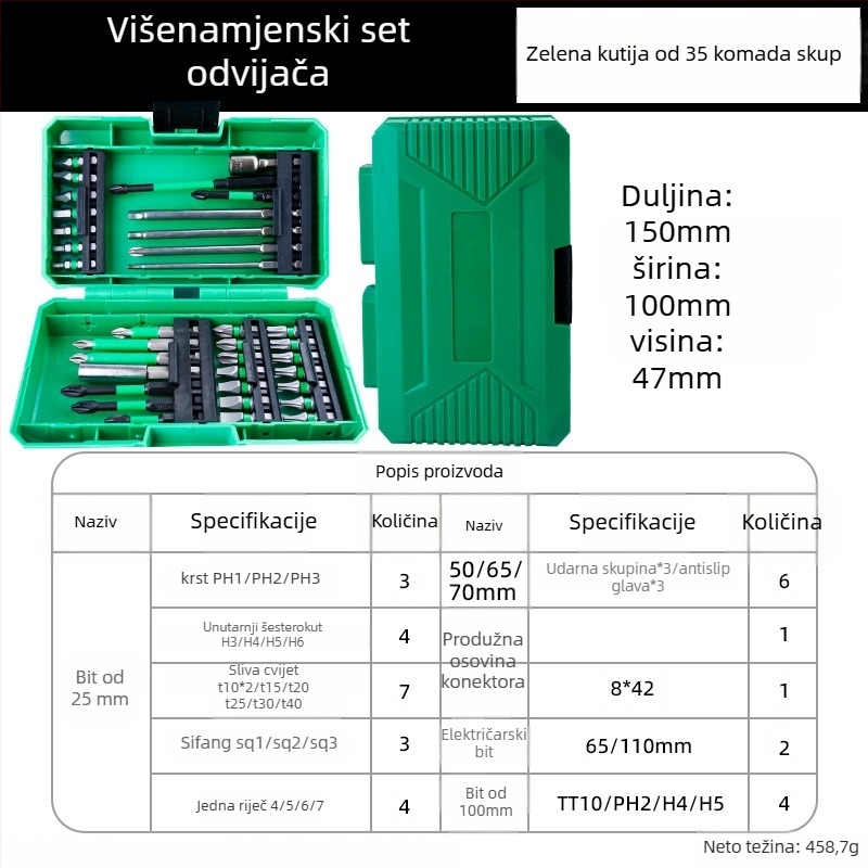 Fuxin električni set bitova, magnetski, S2 legura alatne čelika, težina 0,45 kg